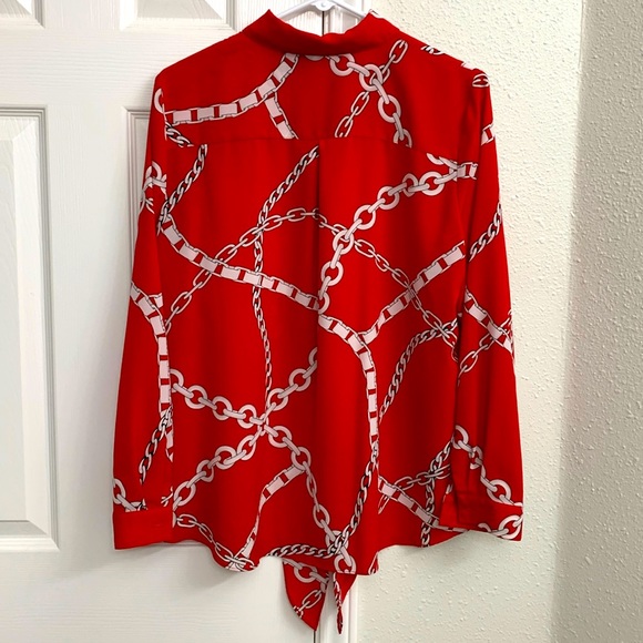 Susan Graver button-front chains blouse, women’s 10 - Picture 3 of 5